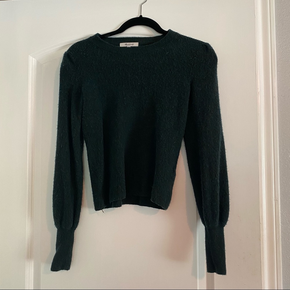 Madewell Eaton Puff-Sleeve Pullover - Dark Green